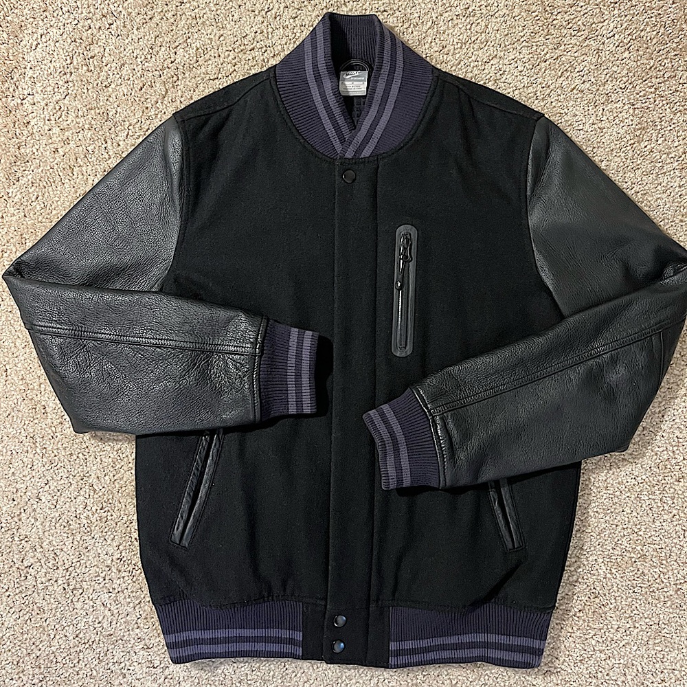Nike Sportswear NSW Destroyer Jacket Men’s M Black wool & leather507680 -011